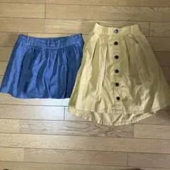 ikka スカート２枚セット　黄色　デニムブルーサイズ140