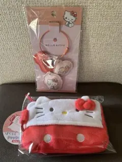 【新品】HELLO KITTY パクッとティッシュポーチと3連キーチェーン