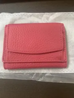 本牛革ミニ財布 三つ折りミニ財布　ローズピンク