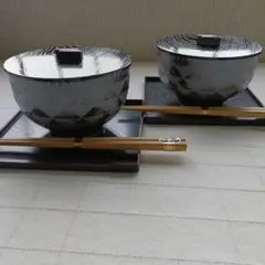 蓋付き丼 2客セット 箸付きのサムネイル