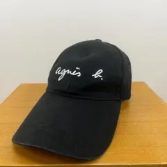 アニエスべー Agnes b ロゴ刺繍キャップ (ブラック/60-62)