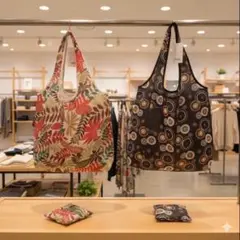 ⭐️【お得な2点セット！】新品未使用 おしゃれなデザインエコバッグ　折りたたみ