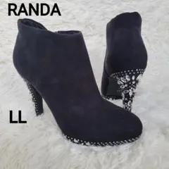 RANDA ランダ ビジューブーツ ブーティ 黒 スエード サイドジップ LL