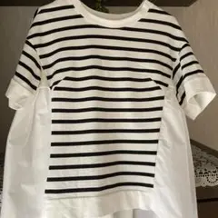 トロア ストライプ フレアTシャツ 半袖