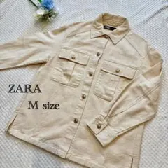 【ZARA】 シャツジャケット 金ボタン ライトアウター レディース M 春服のサムネイル