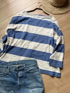 ハートマーケット　ボーダー　太ボーダー　カットソー　ボタン　カジュアル