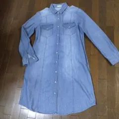 デニムブルー シャツワンピース 長袖