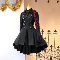 【 CHA001090L 】軍服ワンピース Lサイズ グレー