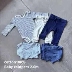 美品です！cotton 100％　ベビーロンパース　2-6ヶ月
