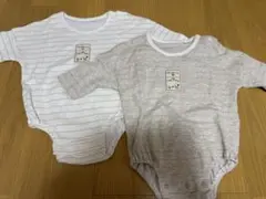 スヌーピーストライプロンパース2枚セット