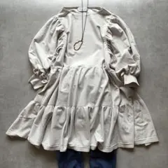 美品 ハグオーワー 雅姫 パフスリーブ ティアード トップス チュニック ニット