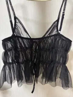 シースルー フリル ビスチェ ブラック