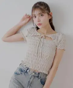 Chico tシャツ ギンガムフロントリボンボレロデザインT チコ　カットソー