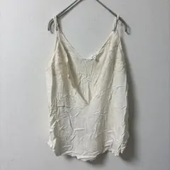 アイシャドウ 花柄 キャミソール Vネック ノースリーブ M 白 レーヨン