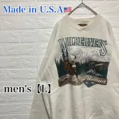 ●F902【US輸入】ヴィンテージ スウェットシャツ ホワイト系 メンズ【L】