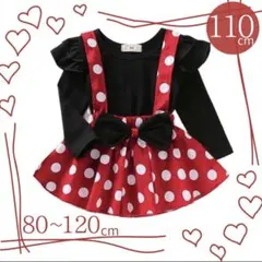 ミニー風　ワンピース　セットアップ　ドット　コスプレ　コスチューム (110)