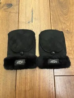 UGG 手袋 黒 スエード ムートン ファー 訳あり