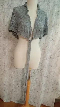 シルクレーヨン ハンドメイド レース編み グレーショール