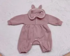 ウサギの耳付きロンパース 70サイズ ピンク