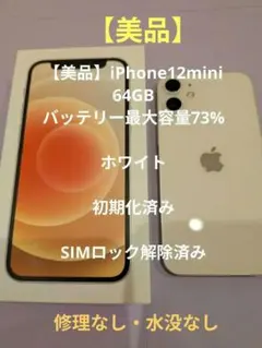 【極美品】iPhone 12 mini 64GB SIMフリー データ消去済