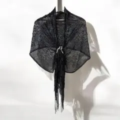 黒いレースストール フリンジ付き 結婚式