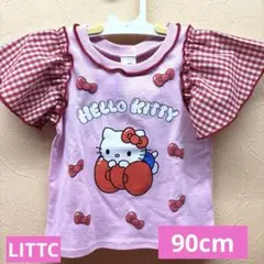 【新品SALE】リトシー　キティちゃん　90cm半袖　フリル　チェック　トップス