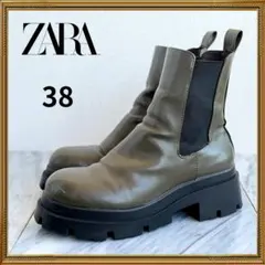 ZARA ザラ 厚底 チェルシーブーツ サイドゴアブーツ トラックソール 38