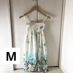 花柄 ノースリーブ チュニック ワンピース ベアトップ M 婦人服 レディース
