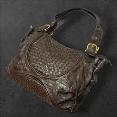 00s【archive】 Y2K leather bag 編み込み ブラウン