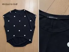 mizuiroind ミズイロインド　ブラック ドットTシャツ 訳ありのサムネイル