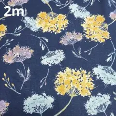 2m 綿麻シーチング　モーメント　ジプソフィリア　紺地