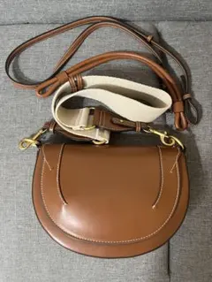 ZARA キャンバスステッチクロスボディバッグ　キャメル