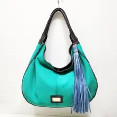 ターコイズ レザー トートバッグ フリンジ付き