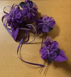 髪飾り Ｕピン 5点セット ヘアアクセサリー パープル　紫　ヘッドドレス