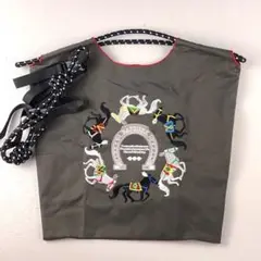 刺繍　エコバッグ　馬　ボールアンド　韓国　ストラップ付き　M