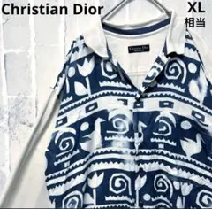 Christian Dior 柄シャツ チューリップ アヒル 長袖 M 個性派