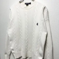 【セール】90s ノーティカ NAUTICA ケーブルデザインニット クリーム色