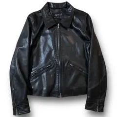 agnès b. アニエスベー ライダース レザージャケット ダークグリーン agnes b(アニエスベー) ライダースジャケット サイズTU