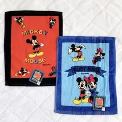 Disneyミッキーミニー ハンドタオル2枚組 綿100%未使用 レトロ公式
