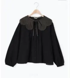 サマンサモスモス クロスリネン フリルブラウス ブラック 新品未使用