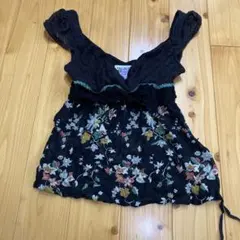 Free People ノースリーブ 花柄 カットソー ブラックのサムネイル