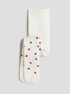 H&M パイルラインドタイツ　ハート　75/80