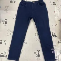 ネイビー デニム風 ボトムス 猫ポケット