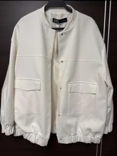 ZARA ノーカラージャケット L ホワイト