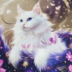 ⑥在庫処分品　2種類の可愛い猫ちゃんパネル生地8枚です。