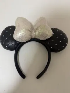 ディズニー　カチューシャ　黒　レザー