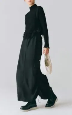 ZARA カーゴスカート ロング ナイロン バックスリット入り 黒