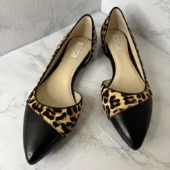 ✨美品　コールハーン　ブラック　レオパード柄 フラットパンプス　6 1/2
