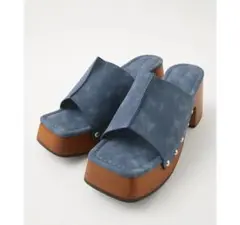 moussy プラットフォームサンダルWOOD SOLE ミュール L ブルーのサムネイル