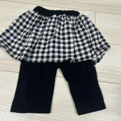 スカート付きパンツ ブラック・ホワイト チェック